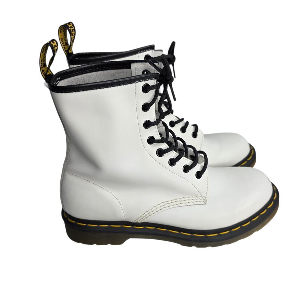 Dr. Martens White Leather Combat Boots Women’s Size 9 Lace Up Punk Grunge